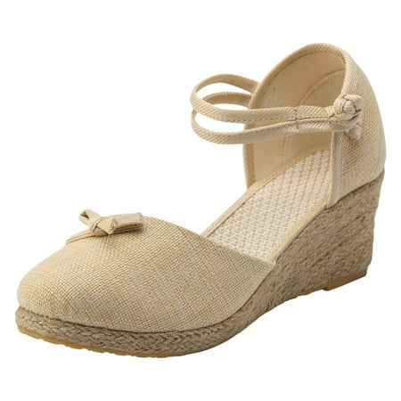 

PEASKJP Sandals for Women Womens Bianca Wedge Heel Flip Flop Sandal with Tru Comfort (Beige 7.5)