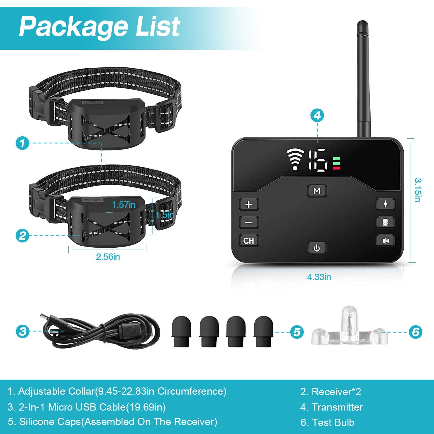 Audessy Wireless Dog Fence For 2 Dogs,Electric Fence for Dogs 2 in 1 Wireless Dog Fence Collar Pet Containment System