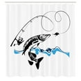 thumbnail image 3 of Ambesonne Fish Shower Curtain, Hand Drawn Art Nautical, 69"Wx84"L, Black Blue, 3 of 5