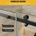 thumbnail image 4 of Towallmark Frameless Sliding Shower Door, 56-60"W x 75"H, 5/16 in   (8 mm) Clear Tempered Glass with Waterproof Seal, Square Black, 4 of 8