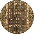 thumbnail image 1 of Ahgly Company Indoor Round Abstract Brown Modern Area Rugs, 3' Round, 1 of 4