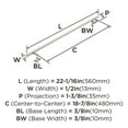 thumbnail image 6 of Amerock Bar Pulls 18-7/8 inch (480mm) Center-to-Center Satin Nickel Cabinet Pull, 6 of 8