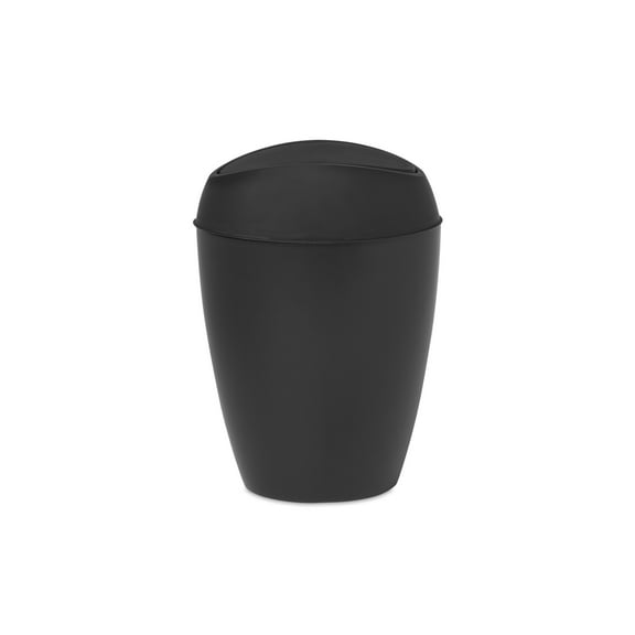 Umbra 2.4 gal Twirla Plastic Swing Top Lid Bathroom Trash Can Garbage Can, Black