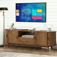 thumbnail image 3 of TV Stand for for TVs up to 80 Inch, 70" TV Console with Drawer and Fluted Doors, Modern Mid Century Entertainment Center for Living Room Bedroom, Walnut, 3 of 8