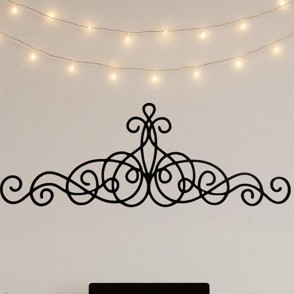 HELLOYOUNG Metal Wall Ornament Scroll Wall Art Iron Wall Decor ，Black Wall Medallion Traditional Iron Wall Plaque Adornment for Living Room Bedroom