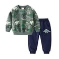 thumbnail image 1 of MIASHUI Ensemble de Vêtements Dinosaure pour Garçons 2 Pcs Chandail à Col Rond et Pantalon de Jogging, Vert Armée, 5-6 Ans, 1 of 9
