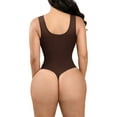 thumbnail image 5 of Sleeveless Seamless Sculpting Thong Bodysuit for Women Tummy Control Shapewear Brown shaper body suit(Brown, XL), 5 of 7