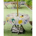 thumbnail image 4 of Fsddascl Pastoral Florals Outdoor Tablecloth - 60 Inch Round Dining Table Cover, Spring Flowers Garden Modernism Art Waterproof Outdoor Table Cloth with Umbrella Hole & Zipper for Picnic/Patio/Party, 4 of 7