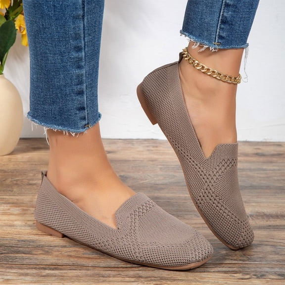 Women's Loafer Flats Square Toe Comfortable Office Work Shoes, Cute Penny Loafer Slip On Walking Driving Shoes