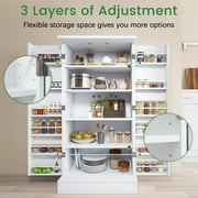 47 Kitchen Pantry Cabinet, White Buffet Cupboards Sideboard with Doors & Adjustable Shelves, Kitchen