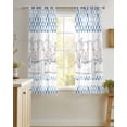 thumbnail image 4 of Blue Plaid Farmhouse Sheer Curtains 54 Inch Length 2 Panels Set for Living Room/Bedroom, Watercolor Cute Country Pigs Checkered Kitchen Curtains Grommet Curtains Window Treatments 42"x54"x2, 4 of 7