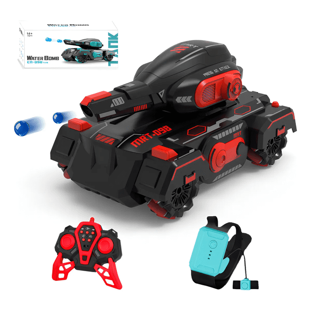 Carro Juguete Tanque MRT-098 Control Remoto Gestos Lanza Balas Gel Xtellar Rojo