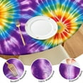 thumbnail image 4 of Colorful Rainbow Tie Dye Spiral Pattern Round Fitted Tablecloth with Elastic Edge,Dining Table Cover Waterproof,Outdoor Round Tablecloth for Camping,Dining,Indoor and Outdoor, 4 of 7