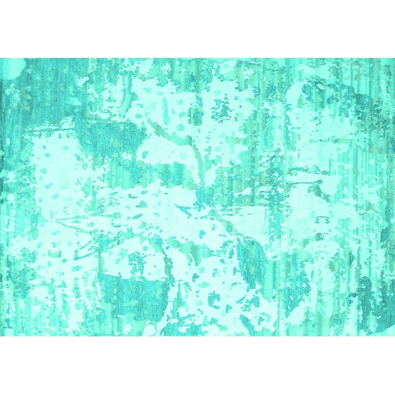Ahgly Company Machine Washable Indoor Rectangle Abstract Turquoise Blue Contemporary Area Rugs, 6' x 9'