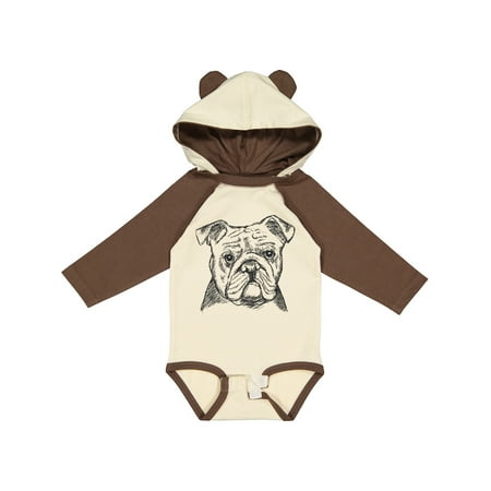 

Inktastic English Bulldog Sketch Portrait Gift Baby Boy or Baby Girl Long Sleeve Bodysuit