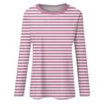 thumbnail image 5 of felwors Womens Shirts Fall Oversized Striped - Long Sleeve Cerwneck Loose Fit Tops 2026 Trendy Comfortable Office & Casual Wear (Pink, M), 5 of 5