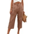 thumbnail image 5 of Capri Pants for Women Relaxed Fit Dressy Capris Pant Pleated Business Casual Work Trousers with Pockets Camel S, 5 of 5