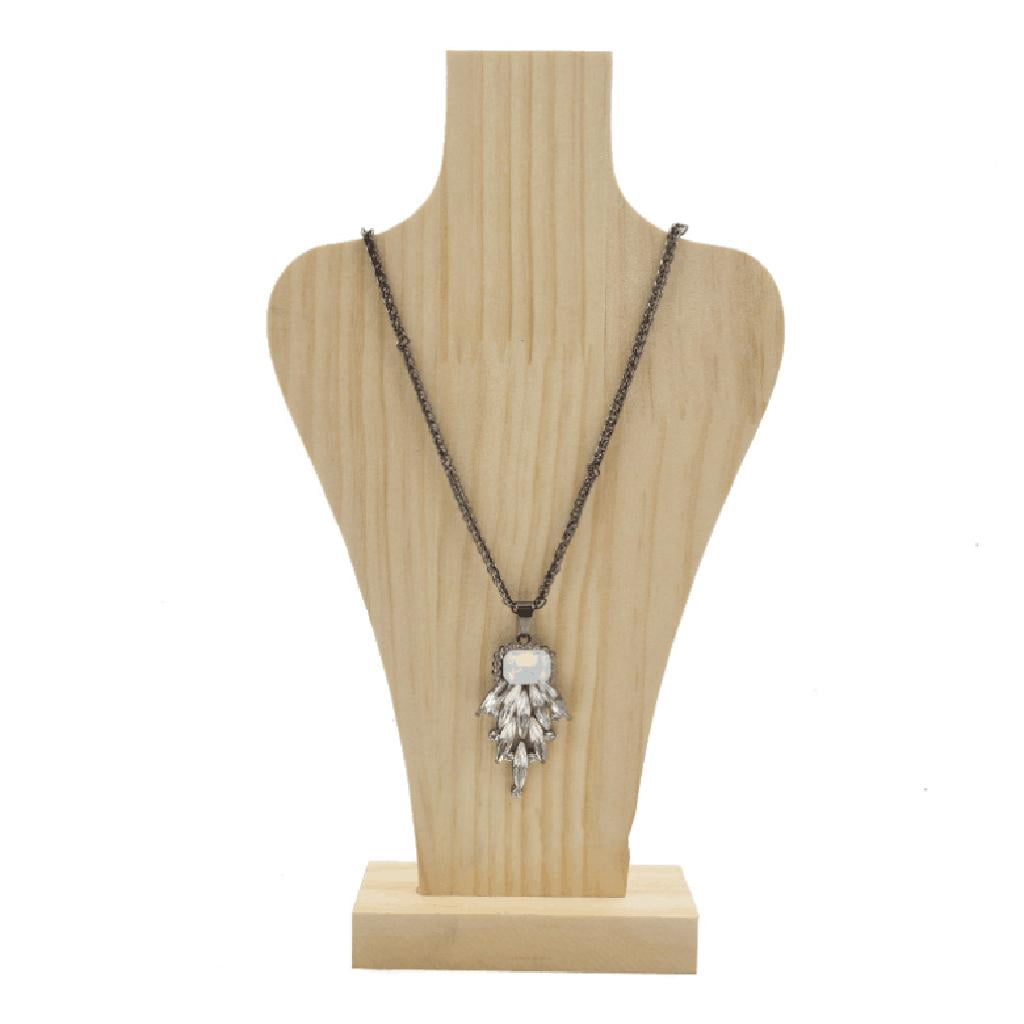 3 Pieces Natural Wood Necklace Display Holder Jewelry Organizer Stand Hanging Rack Multipurpose Show Shelf, Home Decoration