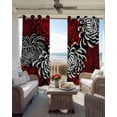 thumbnail image 4 of Red Grey Chrysanthemum Blackout Curtains for Bedroom, Farmhouse Botanical Floral Modern Room Darkening Window Drapes for Living Room, Thermal Insulated Grommet Curtains, 52x54 inch, 2 Panels, 4 of 9
