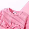 thumbnail image 5 of PatPat Baby Girl Pink Ribbed Bowknot Long-sleeve Splicing Cartoon Elephant Print Dress, 5 of 6