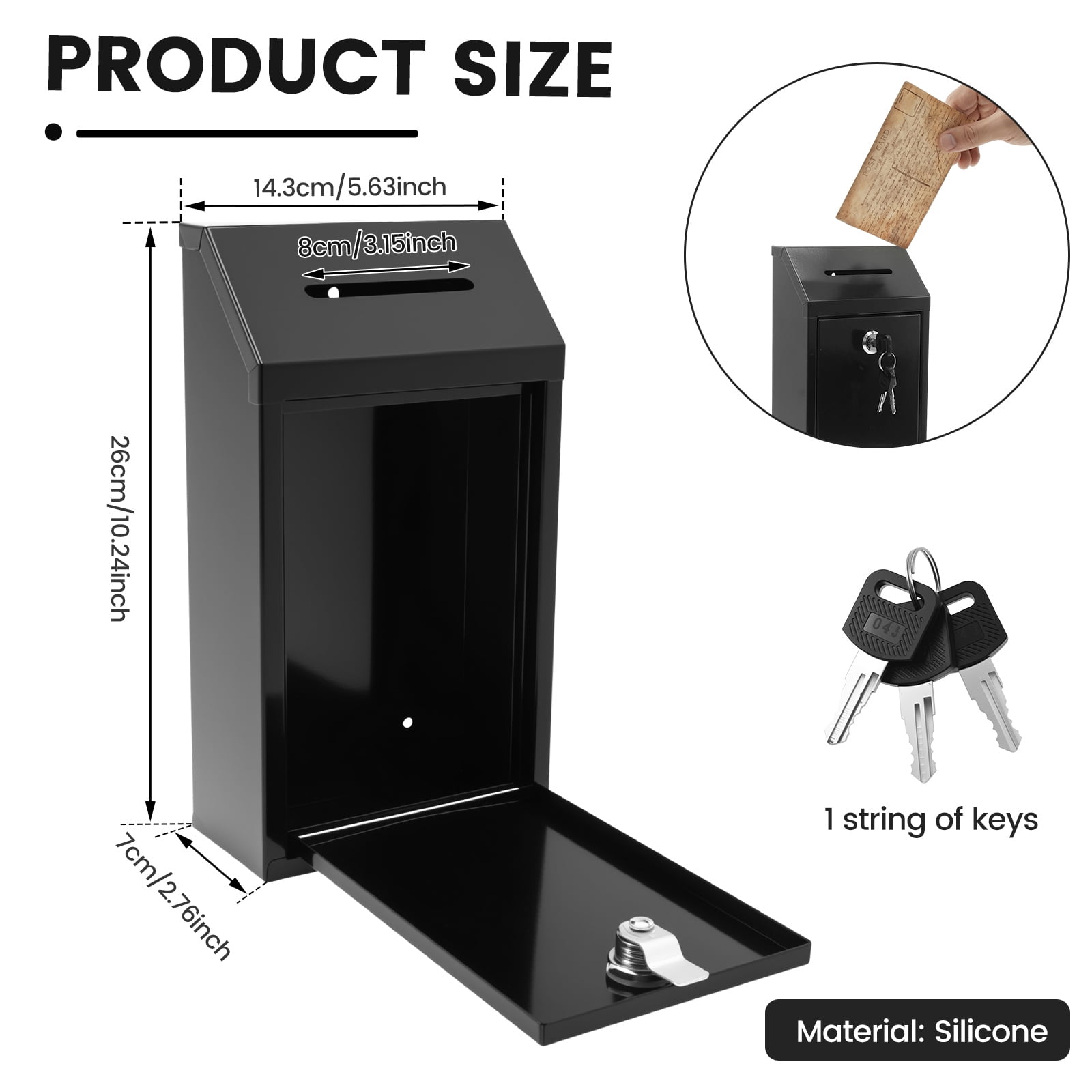 FUYGRCJ Metal Suggestion Box, Donation Box with Slot Drop Box with Lock and Key, Collection Box, Mailbox Wall Mount Drop Box Ballot Box for Home Office Outdoor