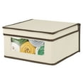 thumbnail image 6 of mDesign Medium Fabric Closet Storage Box, Window/Lid, 6 Pack, Cream/Dark Brown, 6 of 8