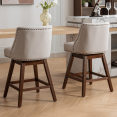 thumbnail image 3 of Tcbosik Swivel Upholstered Bar Stools Set of 2, Modern Counter Height Bar Chair with Wood Legs for Kitchen Island, Easy Assembly, Beige, 3 of 11