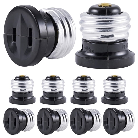Power Gear Prise Pratique Polarisée, Lot de 10, Facile à Installer, 2 Broches, Convertisseur d'Ampoule en Prise, UL Répertorié, Noir, 54612
