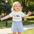 thumbnail image 2 of kaprioy Toddler Boy Clothes Toddler Kid Boy Casual Clothes 6 12 18 24 Months 2T 3T 4T 2Pcs Outfits Short Sleeve Letter birthday boy Embroidery T-Shirt and Gingham Plaid Elastic Shorts, 2 of 6