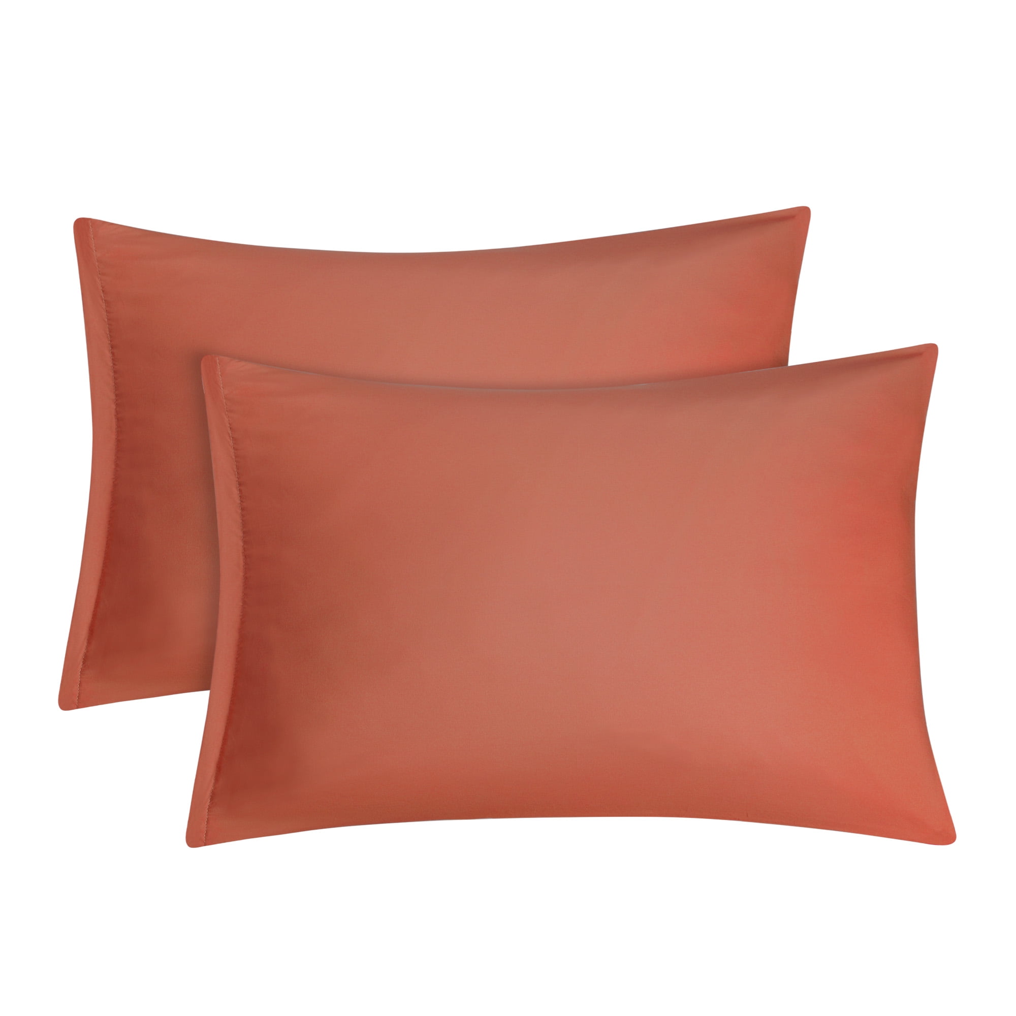 2 Pack King Pillowcases Soft 1800 Microfiber Pillow Case with Zipper Closure, Orange Bedding