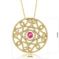 thumbnail image 2 of 18K Yellow Gold Plated Pink Mystic Topaz Filigree Pendant Necklace for Women | 2.70 Cttw | Round 6MM | Gemstone November Birthstone | Length: 1.5 inch | Center: 6MM | with 18 inch Chain, 2 of 2
