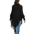 thumbnail image 4 of YouLoveIt Women Turtleneck Asymmetrical Tassel Knitted Sweater Pullover Jumper Casual Poncho Shawl Coat Outwear Ladies Loose Cloak Knitwear Pullover Wrap Coats Tops, 4 of 8
