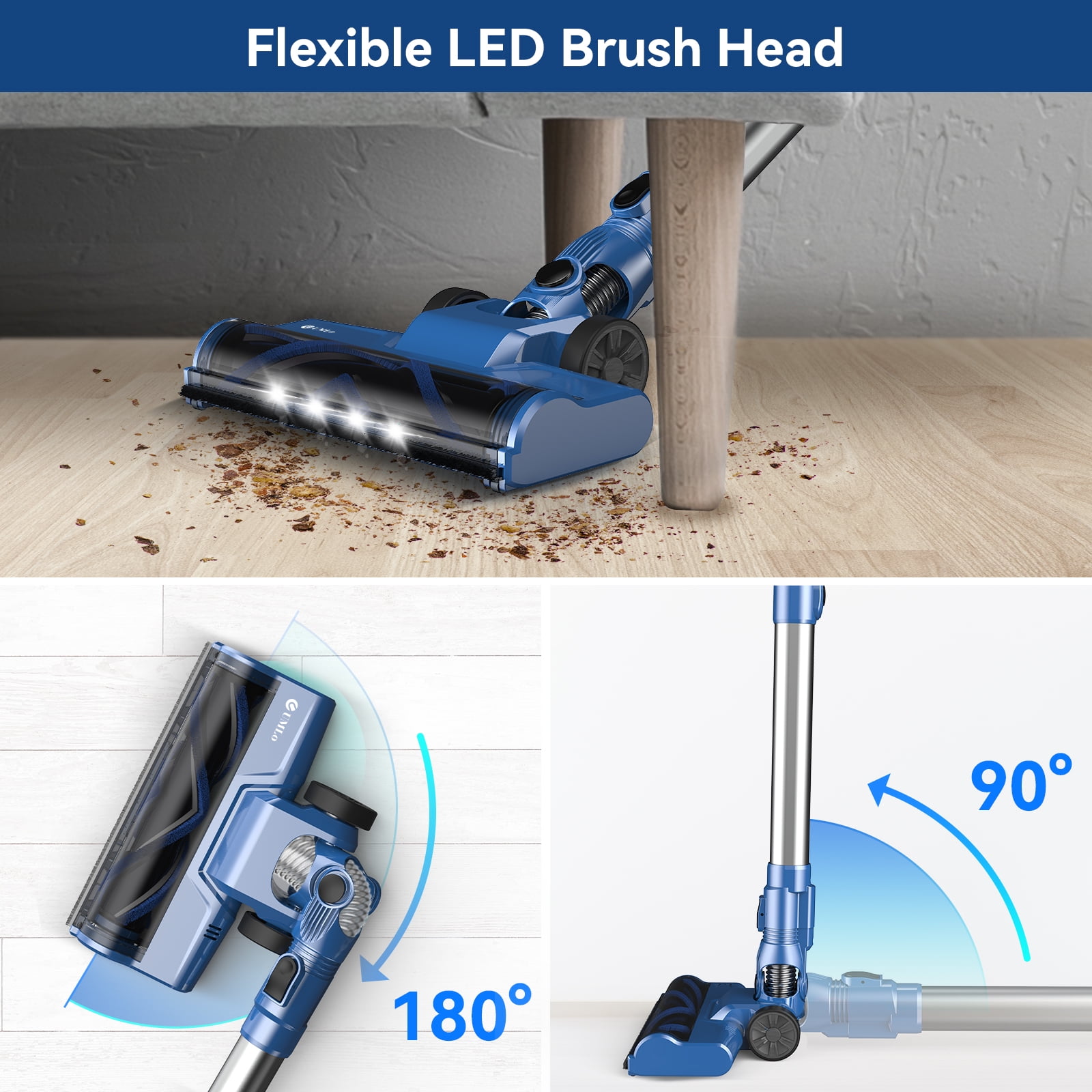 UMLo Cordless Vacuum Cleaner, 6-in-1 Stick Vacuum with 2200 mAh Battery for Home Carpet Hardwood Floor Pet Hair, N3S