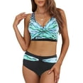 thumbnail image 1 of LAICAIW Womens Two Piece Swimsuits Wrap Front Bikini High Waisted Bottom Tummy Control Bathing Suits Vintage Print Swimwear, 1 of 6