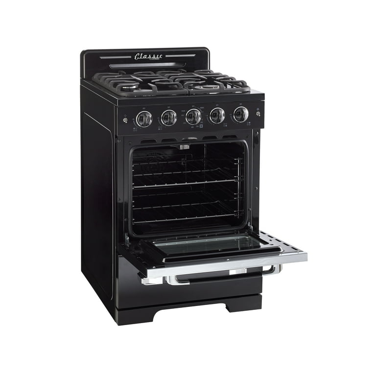 Unique Classic Retro 24-in 4 Burners 2.9-cu ft Freestanding Natural GAS Range (Midnight Black) | UGP-24CR B