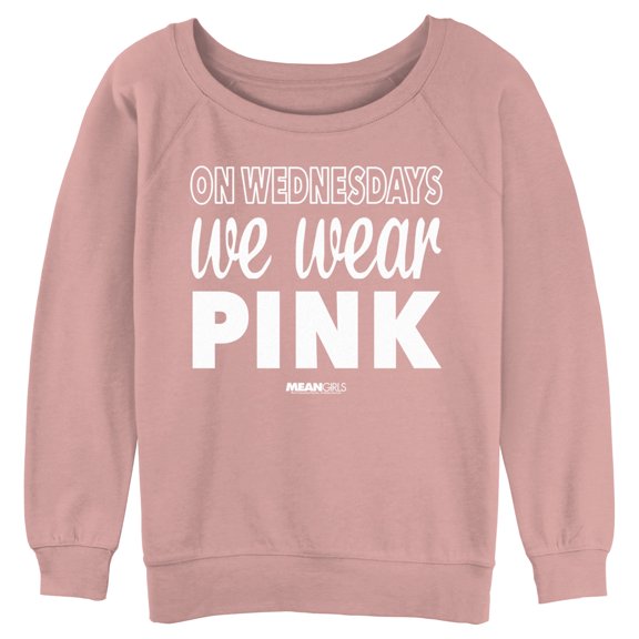 Junior's Mean Girls We Wear Pink Quote Sweatshirt Desert Pink 2X Large