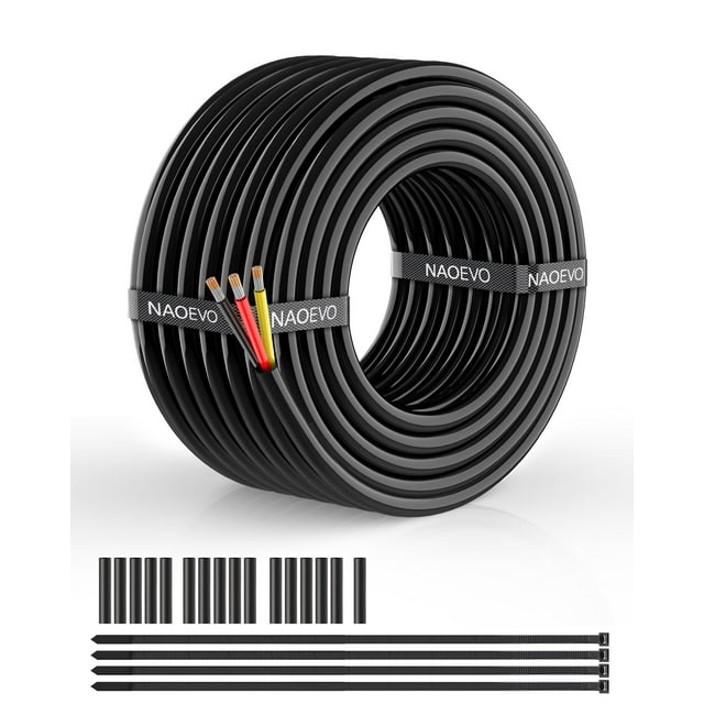 Cable eléctrico NAOEVO, calibre 18, 3 conductores, 30 pies, 12 V, bajo voltaje