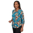 thumbnail image 3 of Alfred Dunner Womens Petite Tossed Floral Shirttail Hem Top, 3 of 6