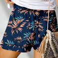 thumbnail image 2 of Pantalones cortos con estampado de cintura alta para mujer, pantalones cortos informales elegantes con cordón en la cintura elástica y bolsillos laterales, 2 of 5