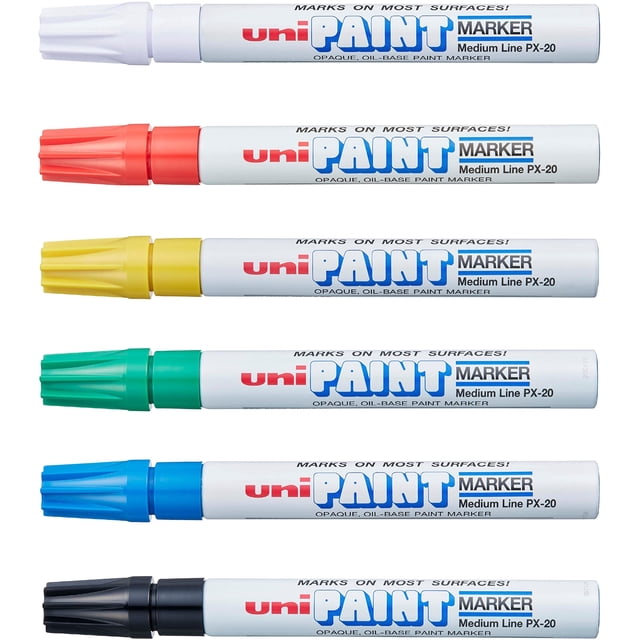 Rotulador UNI Paint, punta mediana, colores surtidos, paquete de 6