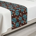 thumbnail image 2 of Floral Bed Runner, Continued Pattern of Hibiscus White Flower Illustration and Leaves in Calm Tones, Decorative Accent Bedding Scarf for Hotels Homes and Guestrooms, Twin, Sea Blue Brown, by Ambesonne, 2 of 2