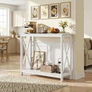 HomGarden Modern Narrow White Console Table MDF Sofa Side Table for Indoor Living Room Entryway