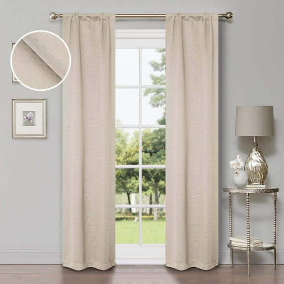 Superior Shimmer Blackout Curtains, Rod Pocket, Set of 2, 26" X 84", Ivory