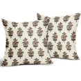 thumbnail image 2 of Dark Light Brown Floral Pillow Covers 20x20 Set of 2 Spring Summer Flower Leaves Print Decorative Throw Pillow Cases Outdoor Farmhouse Decoration for Sofa Couch Bed, 2 of 6