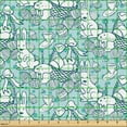 thumbnail image 2 of Ambesonne Easter Bunny Fabric by the Yard Upholstery, Easter Holiday Tea, 2 Yards, Dark Seafoam and Teal, 2 of 5