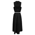 thumbnail image 5 of Homenesgenics Outfit Sets Women Skirt Women's Spring and Summer Casua Round Neck Vest Shirt Medium Length Breasted Dress Two Piece Set Blue M, 5 of 5