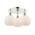 thumbnail image 2 of Innovations Lighting  Athens - 3 Light 20" Flush Mount Polished Nickel/Matte White, 2 of 5
