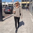 thumbnail image 3 of SUNBS Half Button Pullover Sweatshirt for Women Fall Oversized Casual Fleece Tops with Stand Collar, 3 of 9