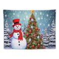 thumbnail image 5 of ONETECH  Christmas Snowman Tapestry Wall Hanging, Winter Snowman and Pine Forest in Snow Tapestry, Red Christmas Ball on Pine Tree with Snowflake Tapestry for Living Room Bedroom Decor., 5 of 7