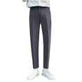 thumbnail image 1 of Puntoco Pantalones de trabajo con bolsillos de color liso para hombre Pantalones casuales de pierna recta, 1 of 3